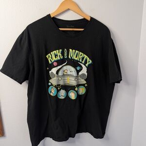 Rick‎ and Morty Graphic T-Shirt Black Cartoon Sci-Fi Tee Adult XXL